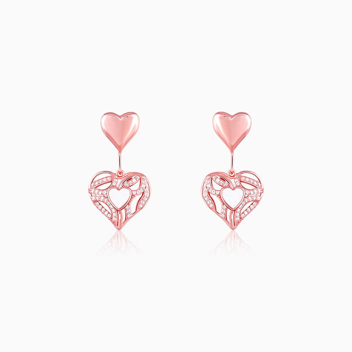 Rose Gold Tender Heartbeat Earrings
