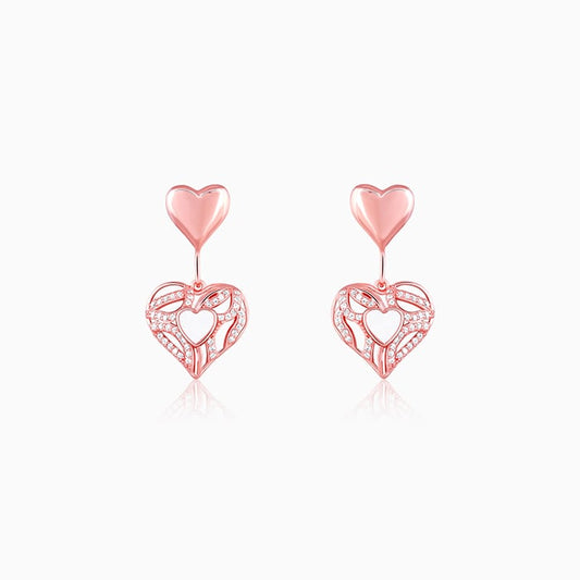 Rose Gold Tender Heartbeat Earrings