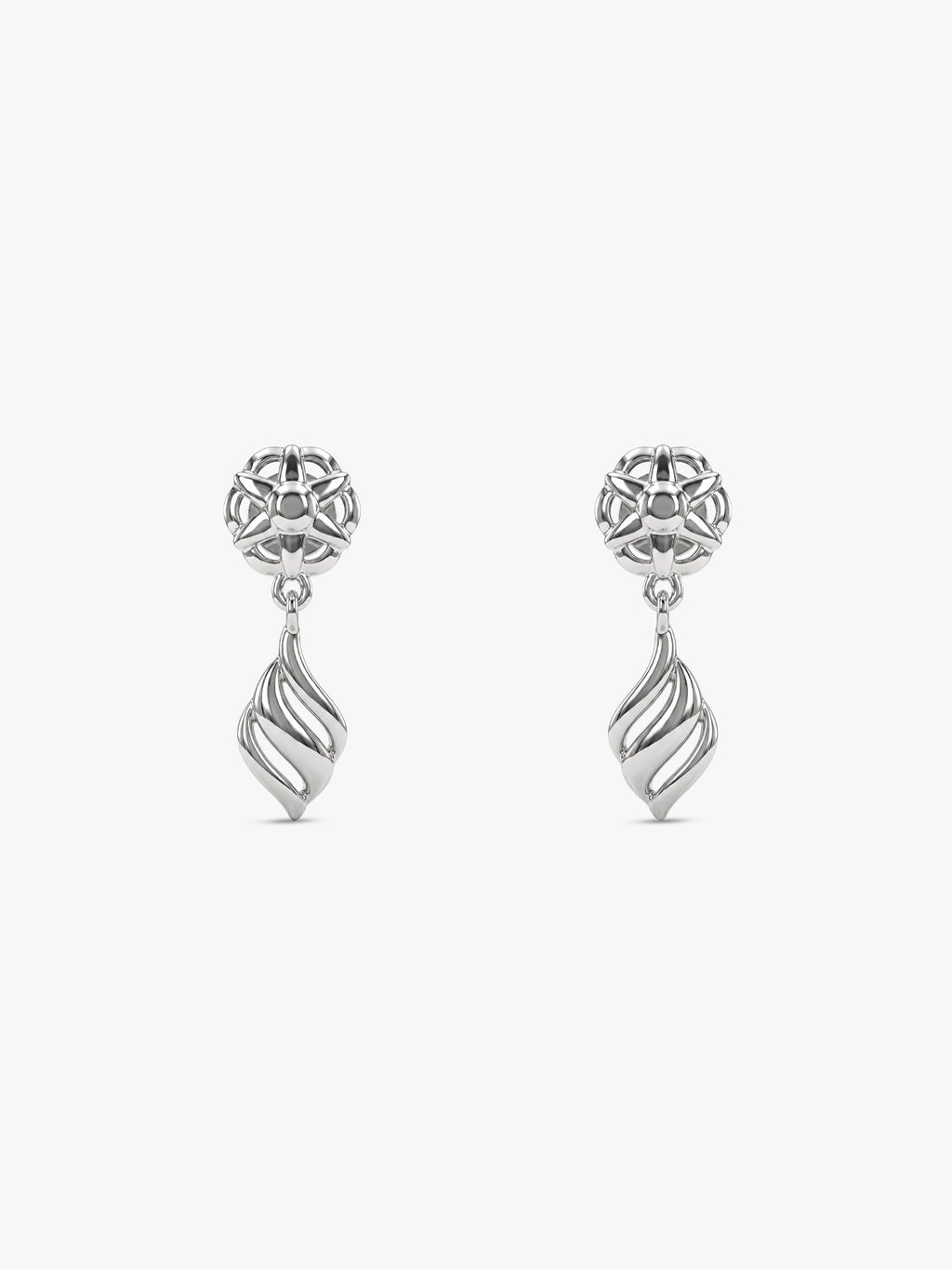 Silver Floral Twist Earrings