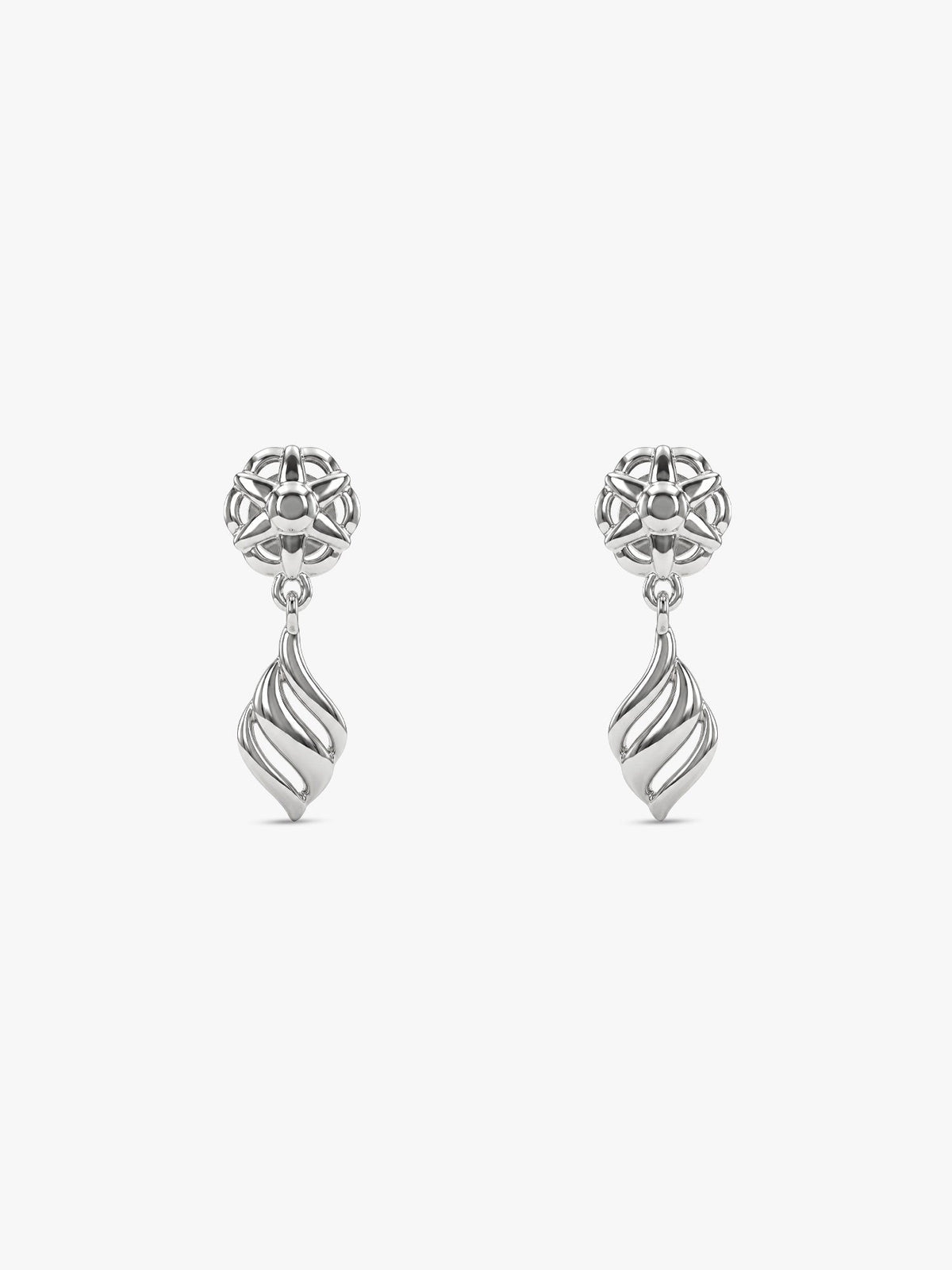 Silver Floral Twist Earrings