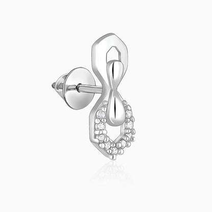 Silver Glittering Hexagon Earrings