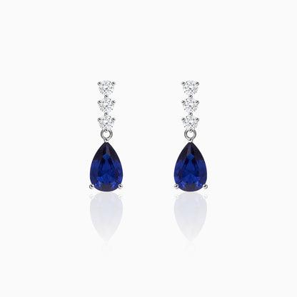 Silver Sapphire Blue Drop Earrings