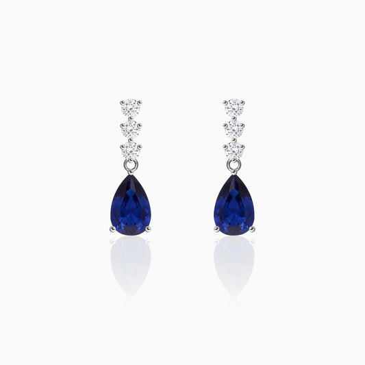 Silver Sapphire Blue Drop Earrings