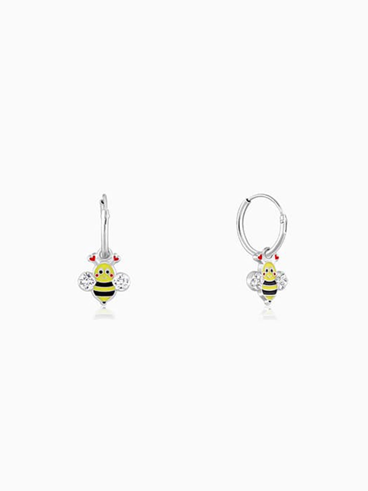 Silver Cheery Bee Kids Hoop Earrings (4-12 yrs)