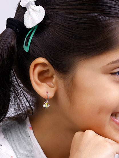 Silver Cheery Bee Kids Hoop Earrings (4-12 yrs)