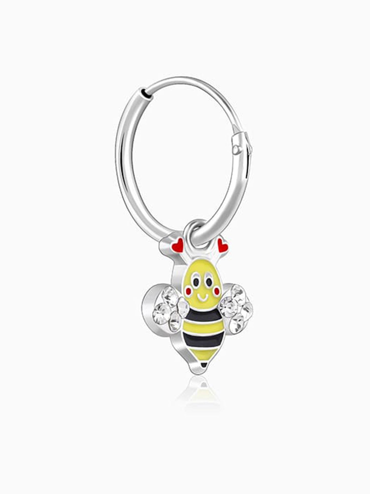 Silver Cheery Bee Kids Hoop Earrings (4-12 yrs)
