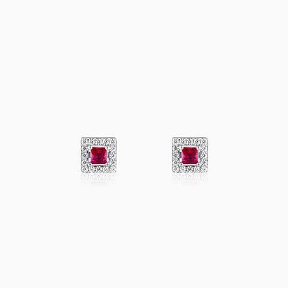 Silver Pink Quad Earrings