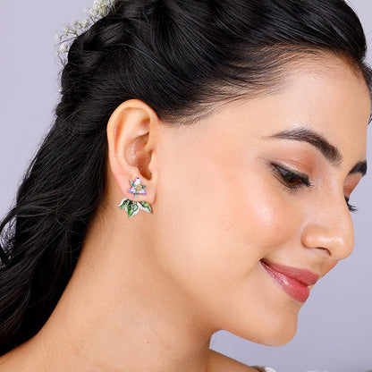 Silver And Gold Trillium Convertible Earrings
