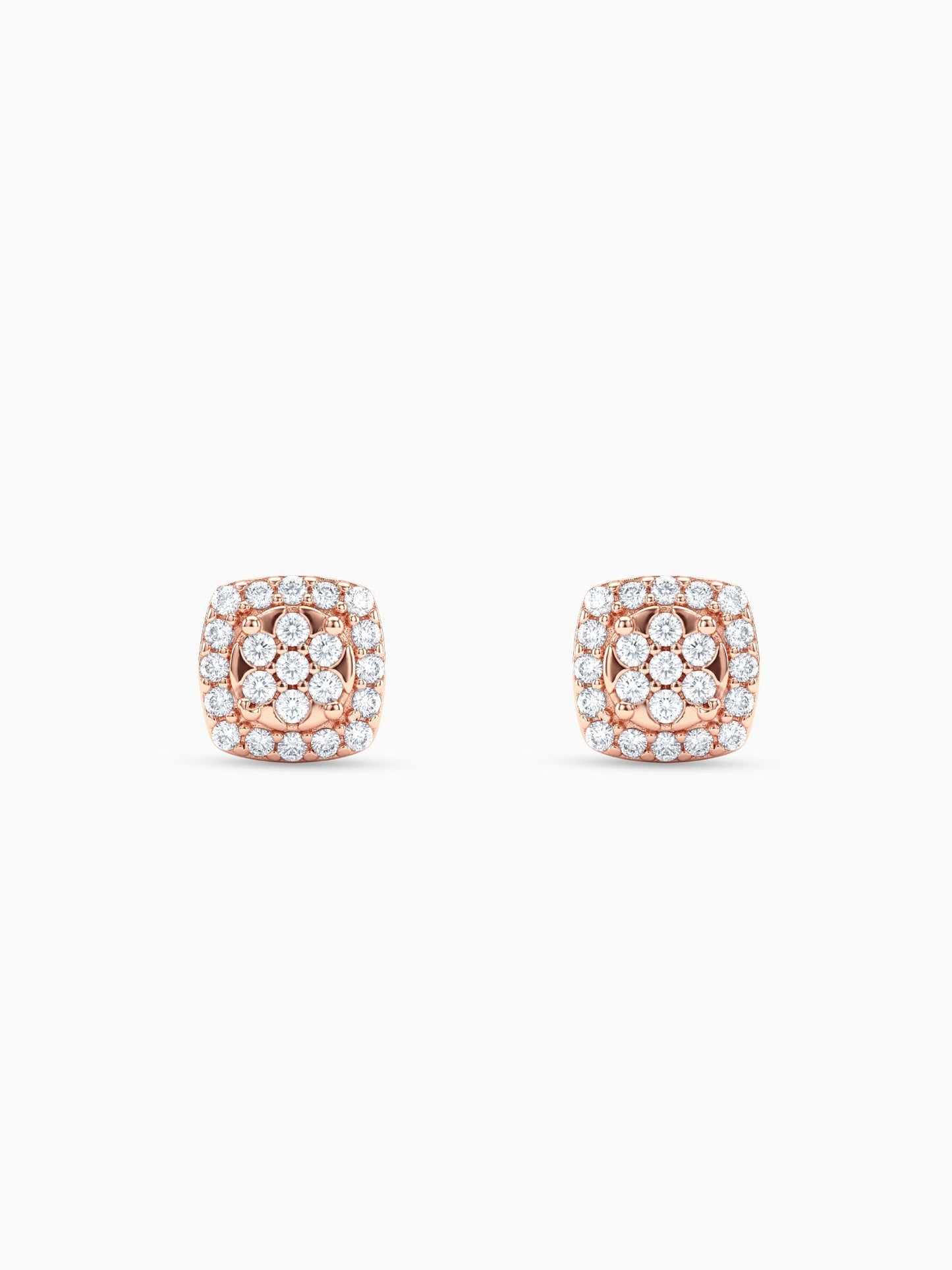 Rose Gold Zirconia Square Earrings