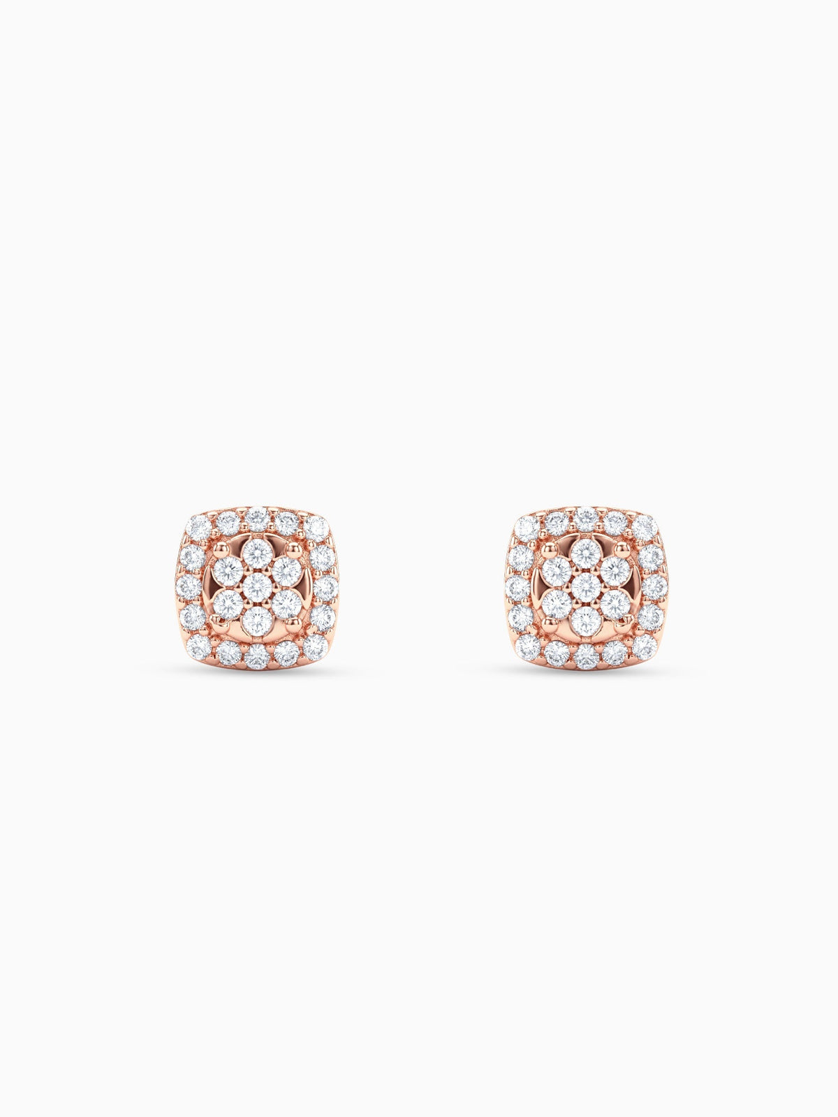 Rose Gold Zirconia Square Earrings