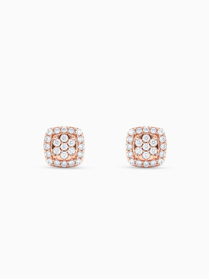 Rose Gold Zirconia Square Earrings