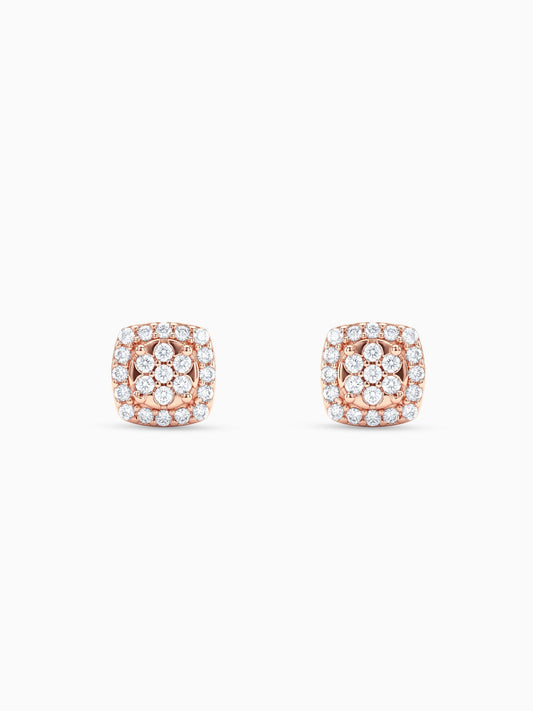 Rose Gold Zirconia Square Earrings