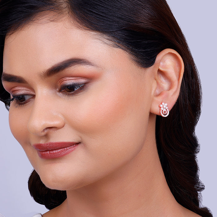 Rose Gold Floral Arch Earrings