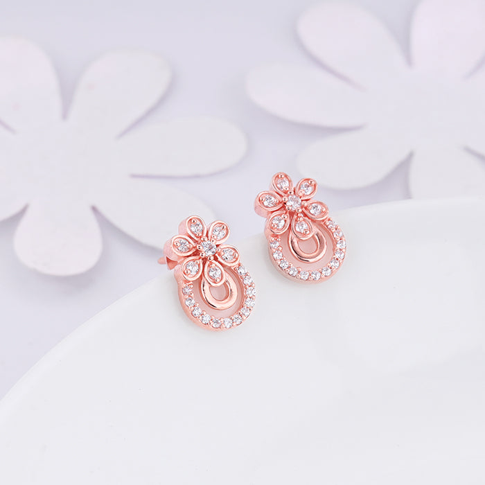 Rose Gold Floral Arch Earrings