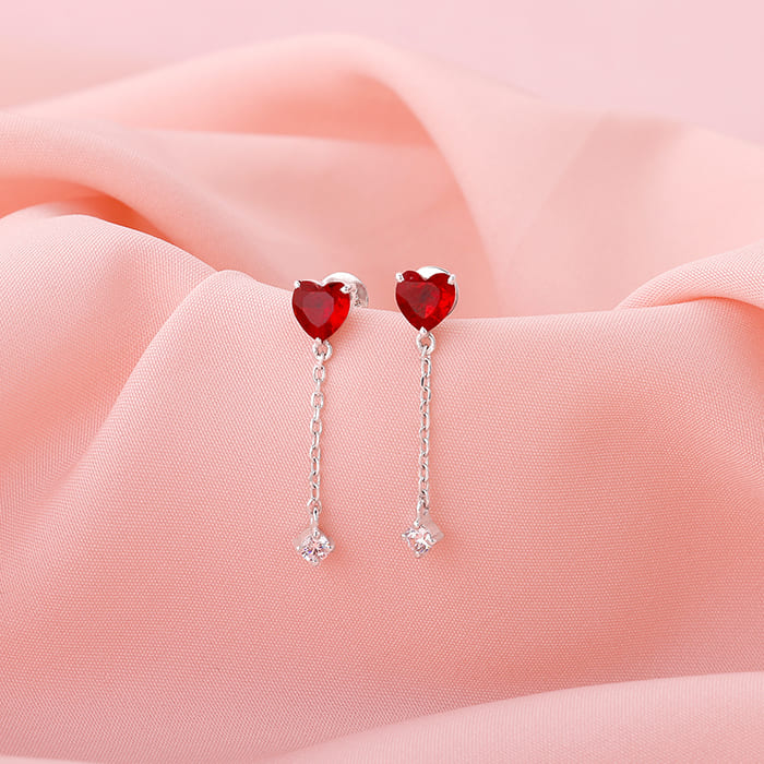 Silver Heart Drop Danglers
