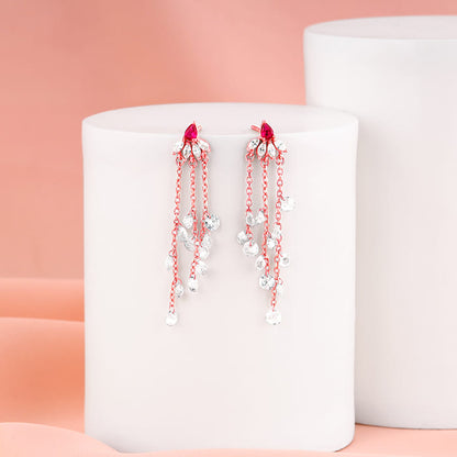 Rose Gold Love in Rain Dangler Earrings