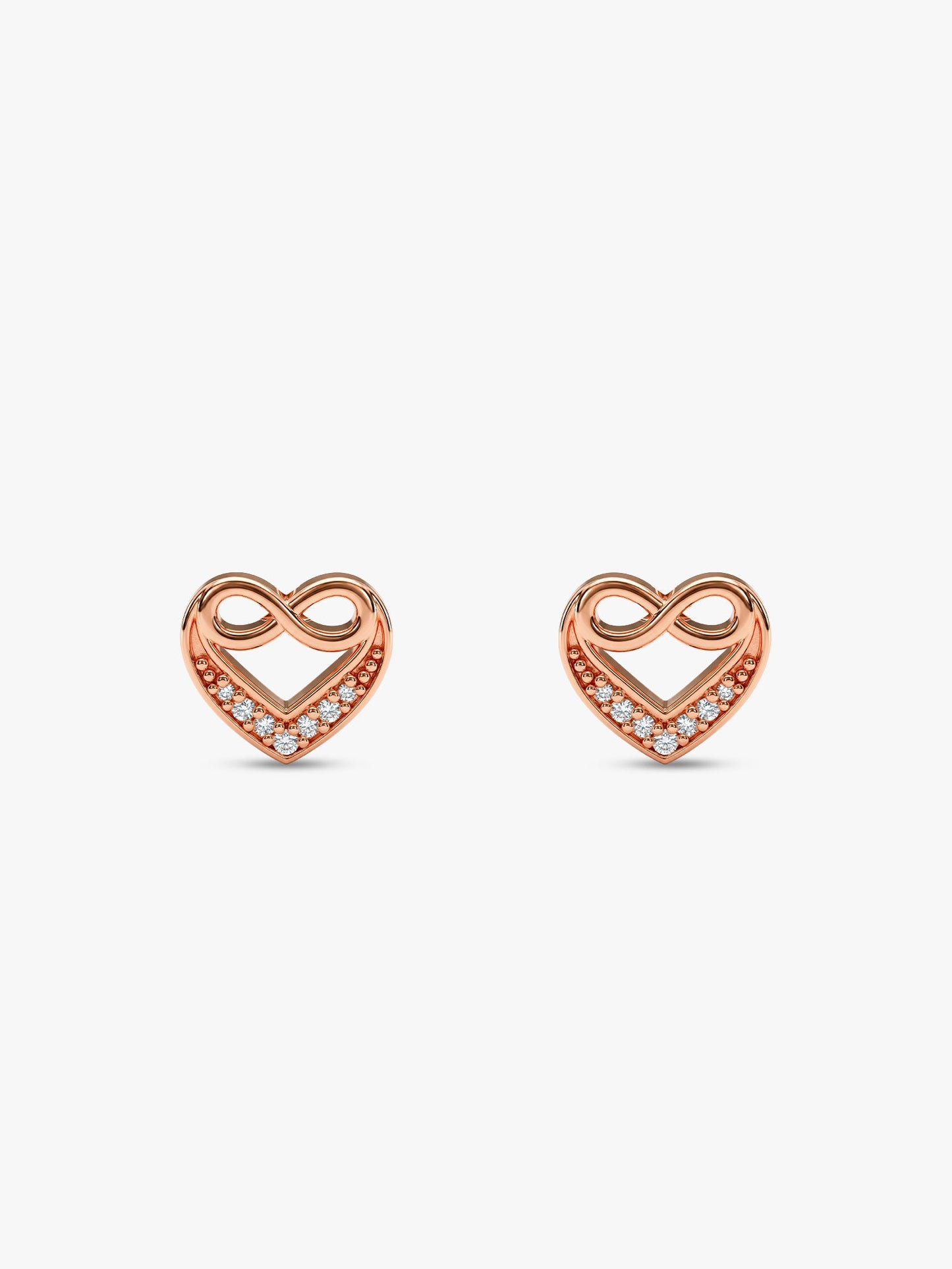 Rose Gold Infinite Love In Heart Earrings