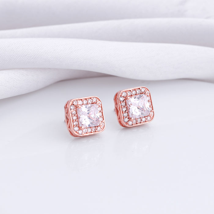 Rose Gold Love Square Earrings