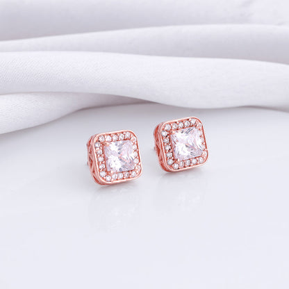 Rose Gold Love Square Earrings
