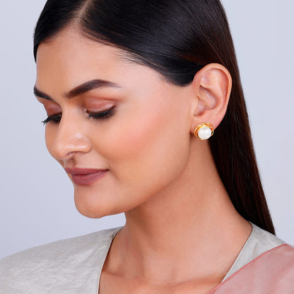 Golden Nested Pearl Earrings