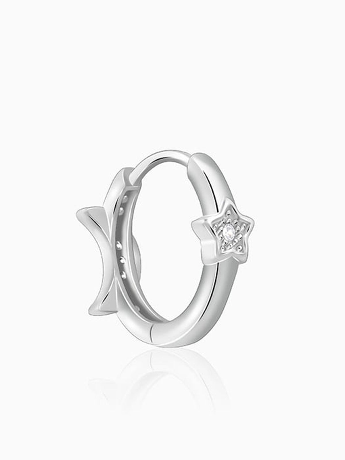 Silver Half Moon Hoop Earrings