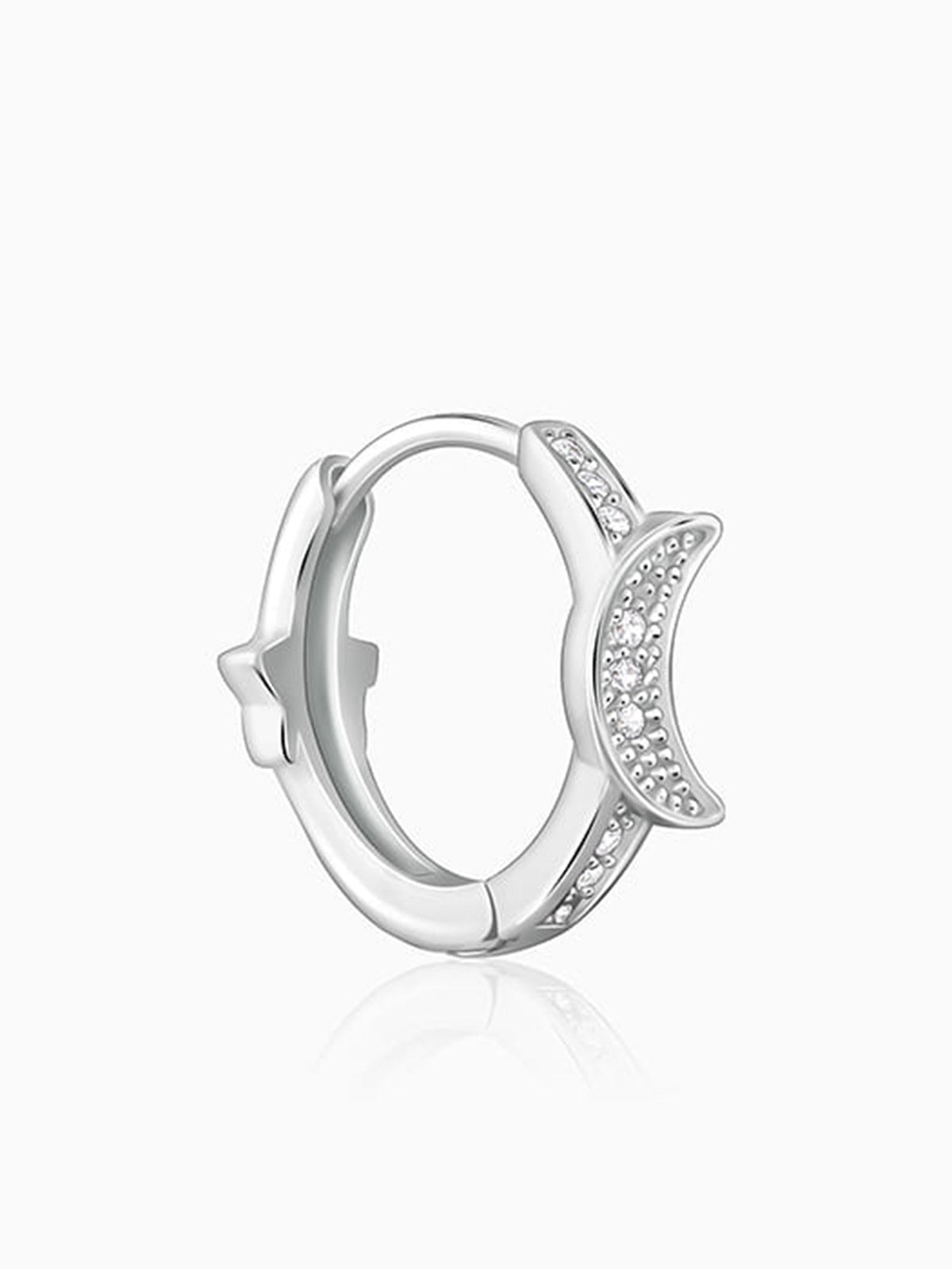 Silver Half Moon Hoop Earrings