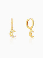 Golden Beautiful Moon Hoop Earrings
