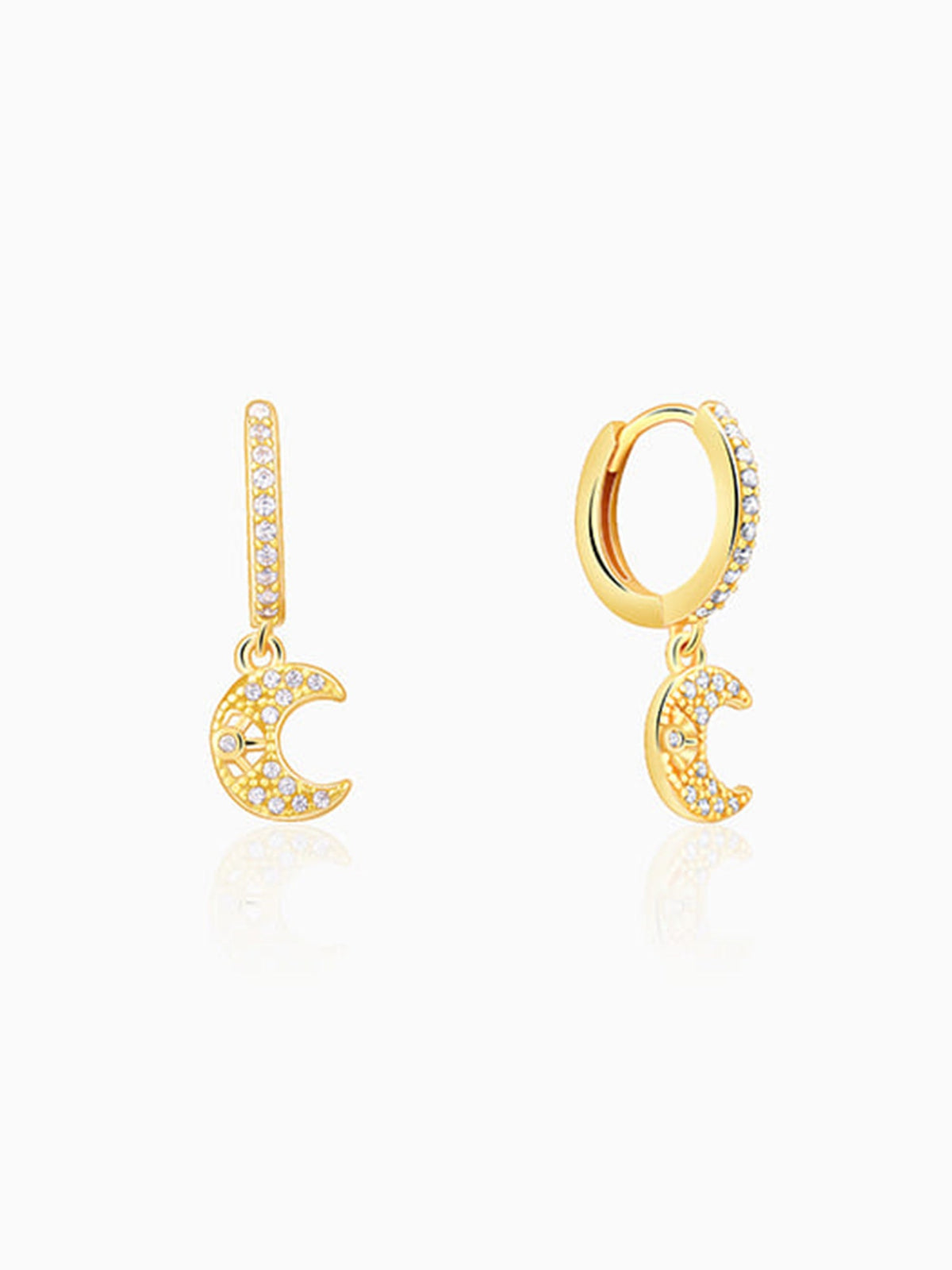 Golden Beautiful Moon Hoop Earrings