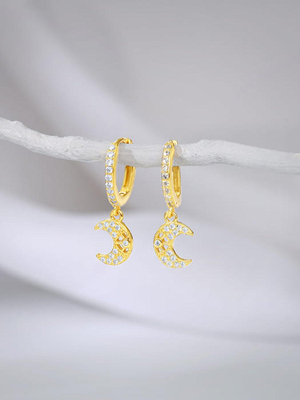 Golden Beautiful Moon Hoop Earrings