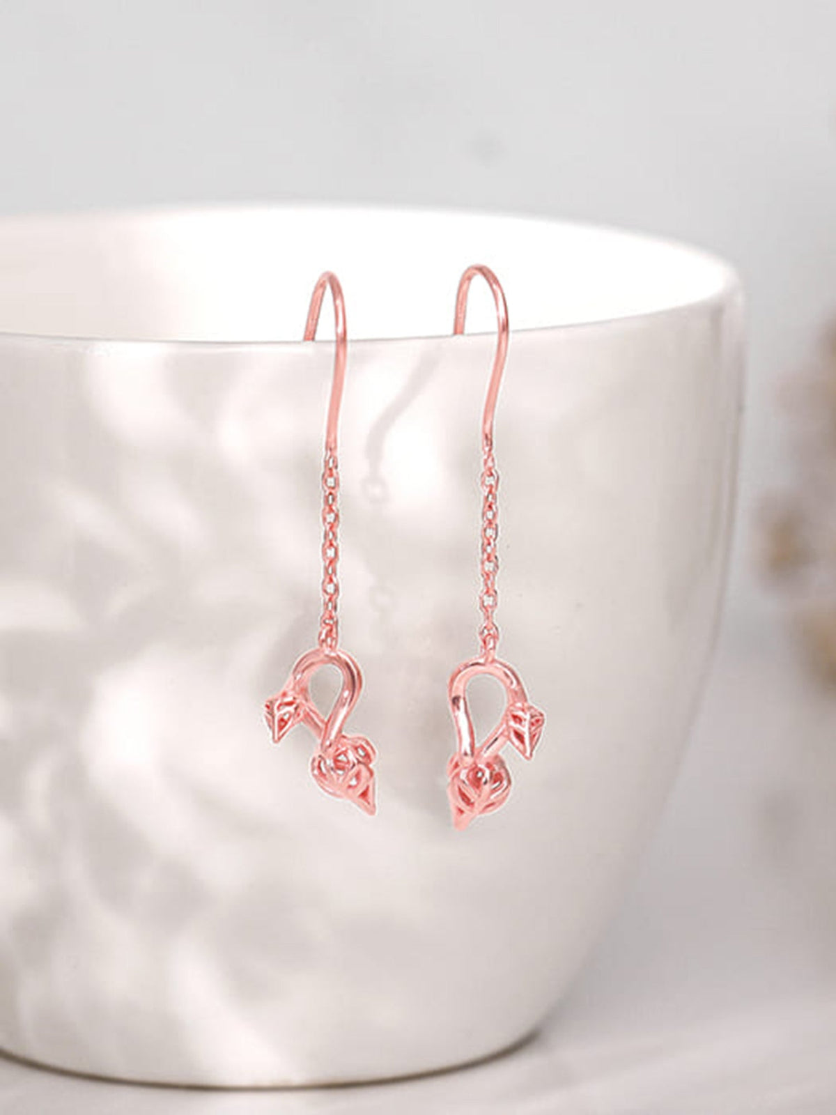 Rose Gold Brahma Kamal Bud Earrings