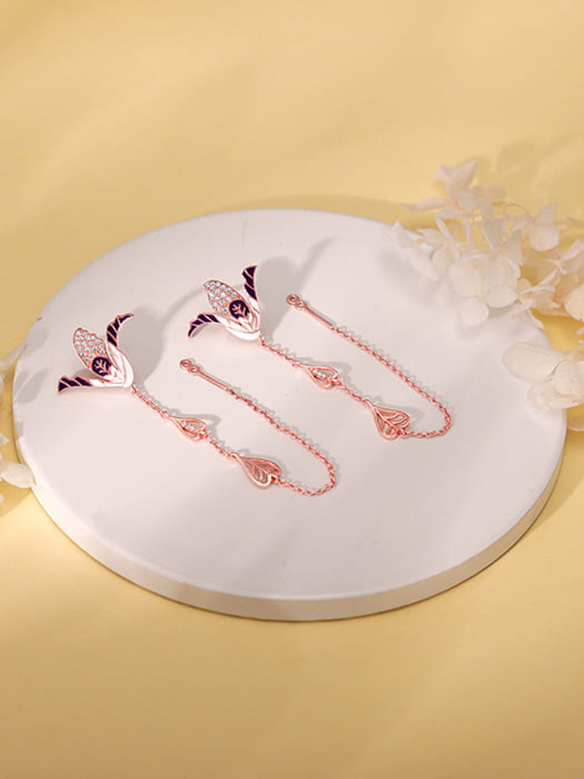 Rose Gold Shy Ebony Earrings