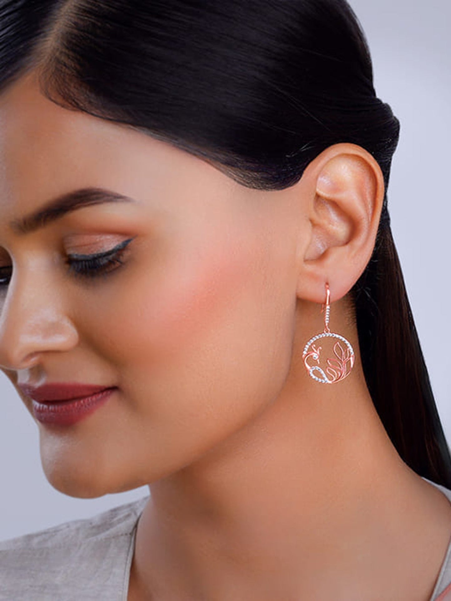 Rose Gold Mayura Hoop Earrings