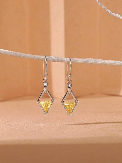 Silver Yellow Prism Earrings