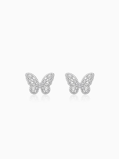 Silver Butterfly Gleam Earrings