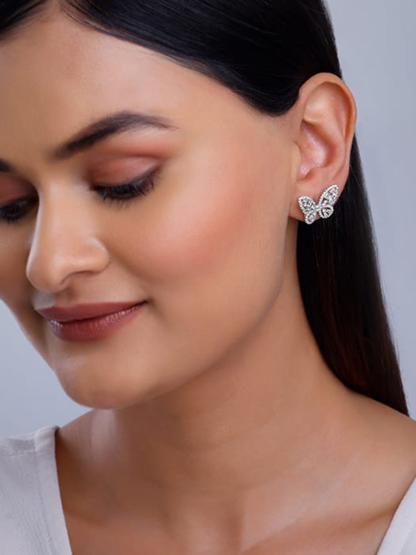 Silver Butterfly Gleam Earrings