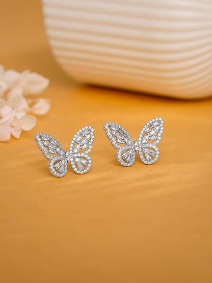 Silver Butterfly Gleam Earrings