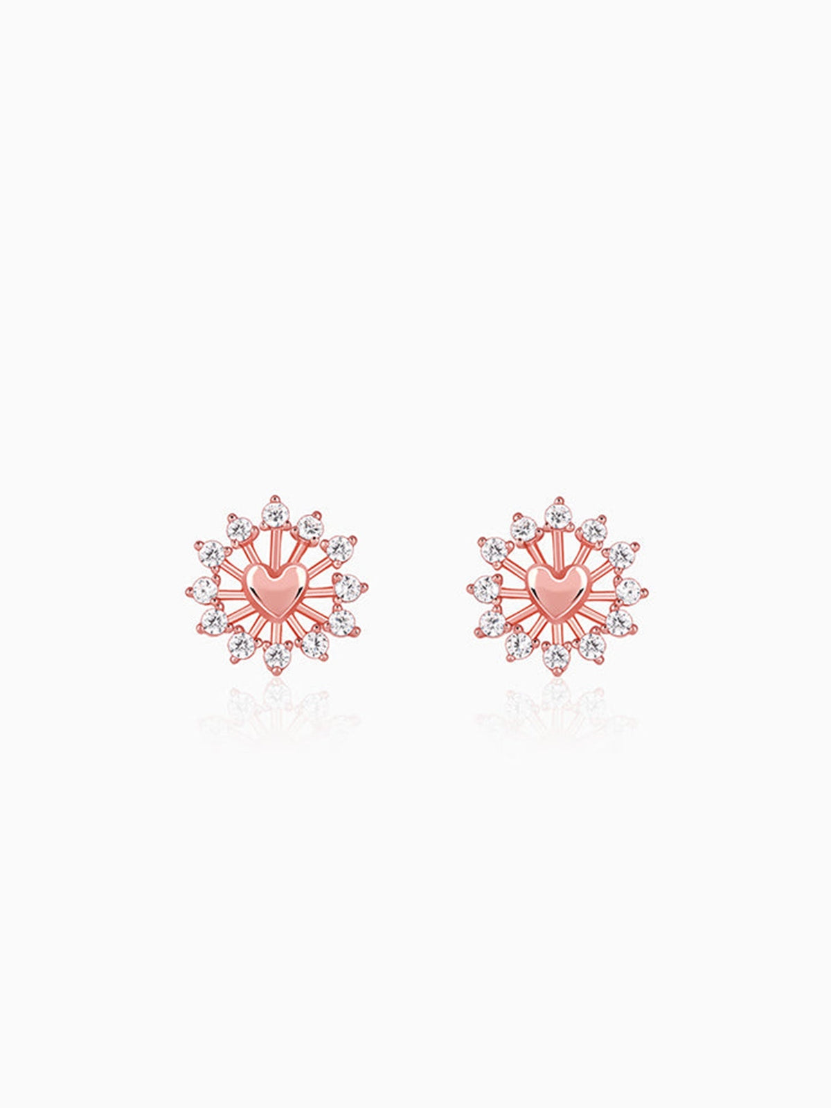 Rose Gold Floral Grace Heart Studs