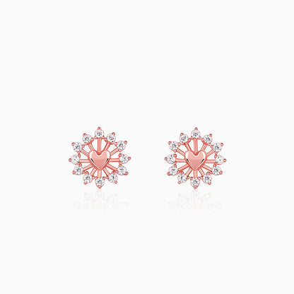 Rose Gold Floral Grace Heart Studs