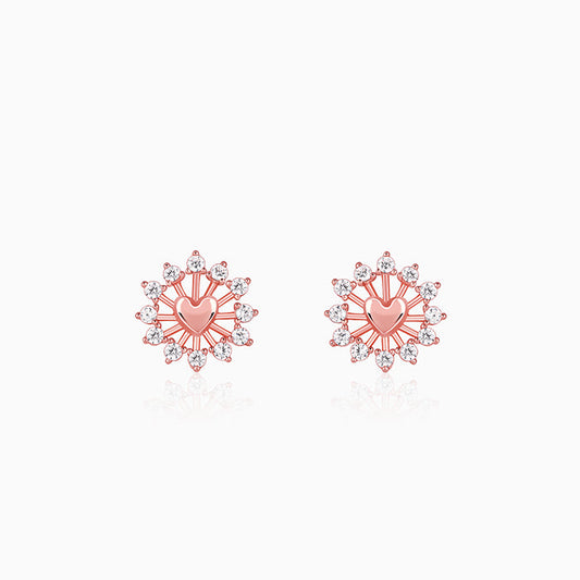 Rose Gold Floral Grace Heart Studs