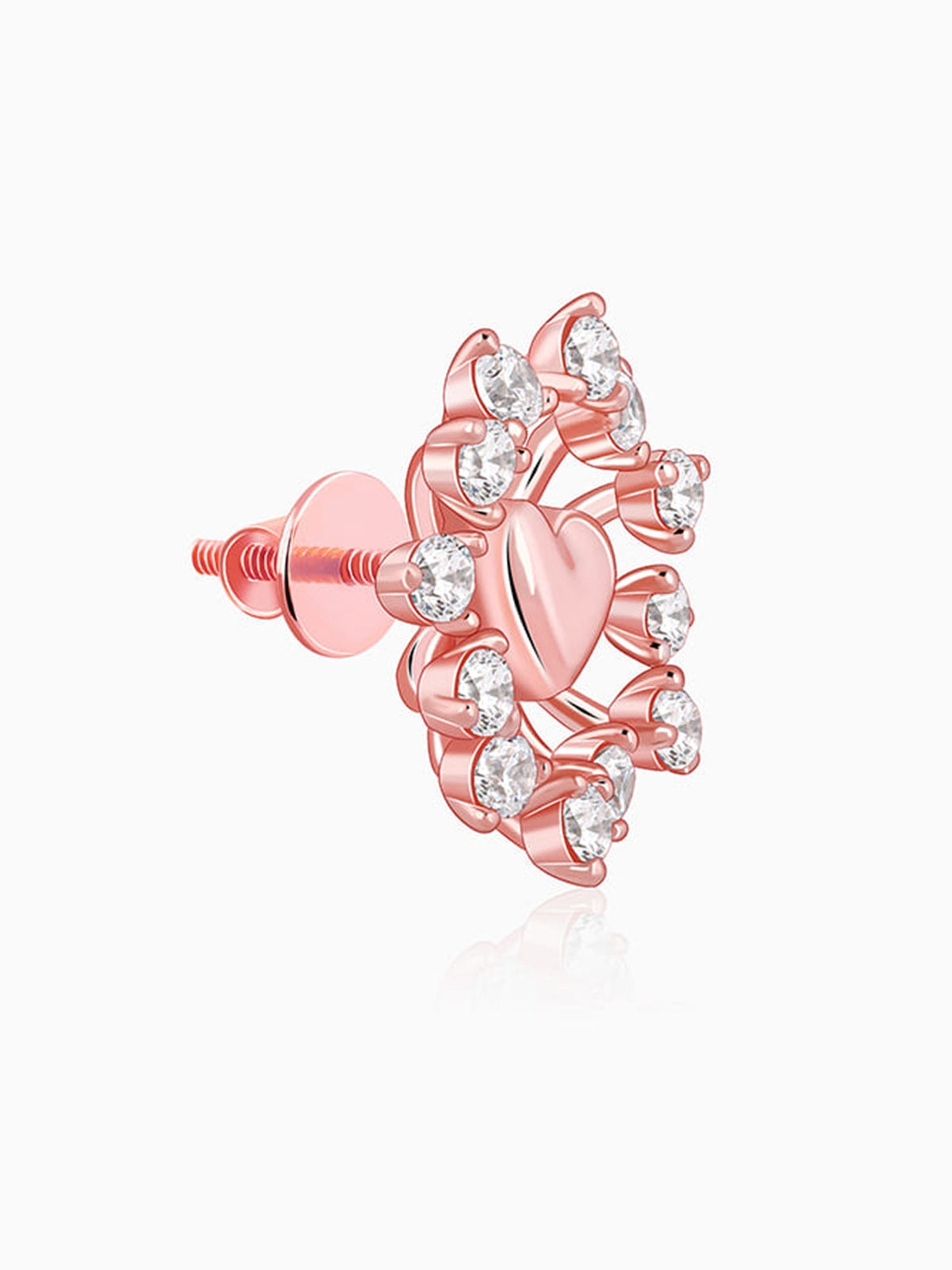 Rose Gold Floral Grace Heart Studs