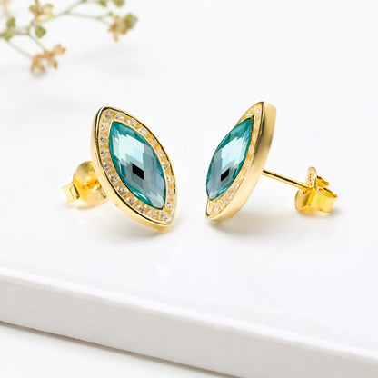 Golden Sea Green Marquise Earrings