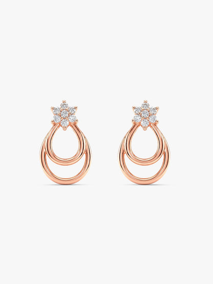 Rose Gold Cuphea Floral Earrings