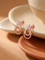 Rose Gold Cuphea Floral Earrings