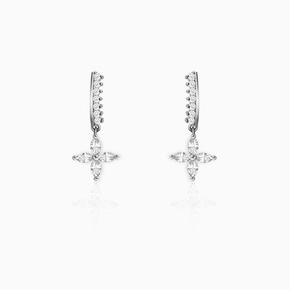 Silver Zircon Floret Drop Earrings