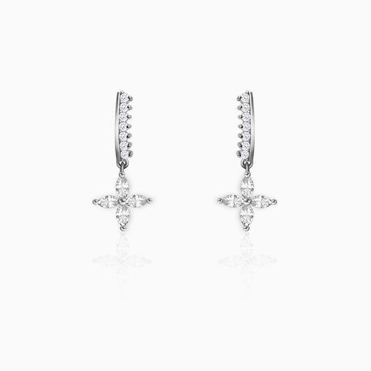Silver Zircon Floret Drop Earrings