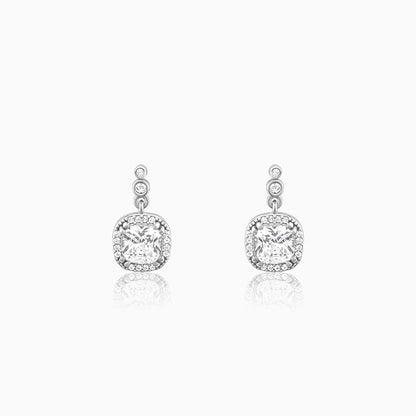 Silver Zircon Halo Earrings