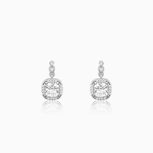 Silver Zircon Halo Earrings