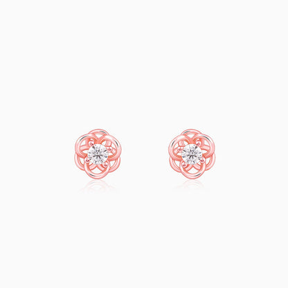Rose Gold Woven Flower Studs