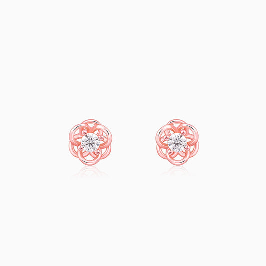 Rose Gold Woven Flower Studs