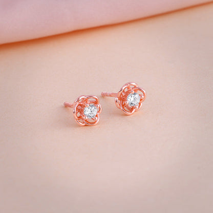 Rose Gold Woven Flower Studs